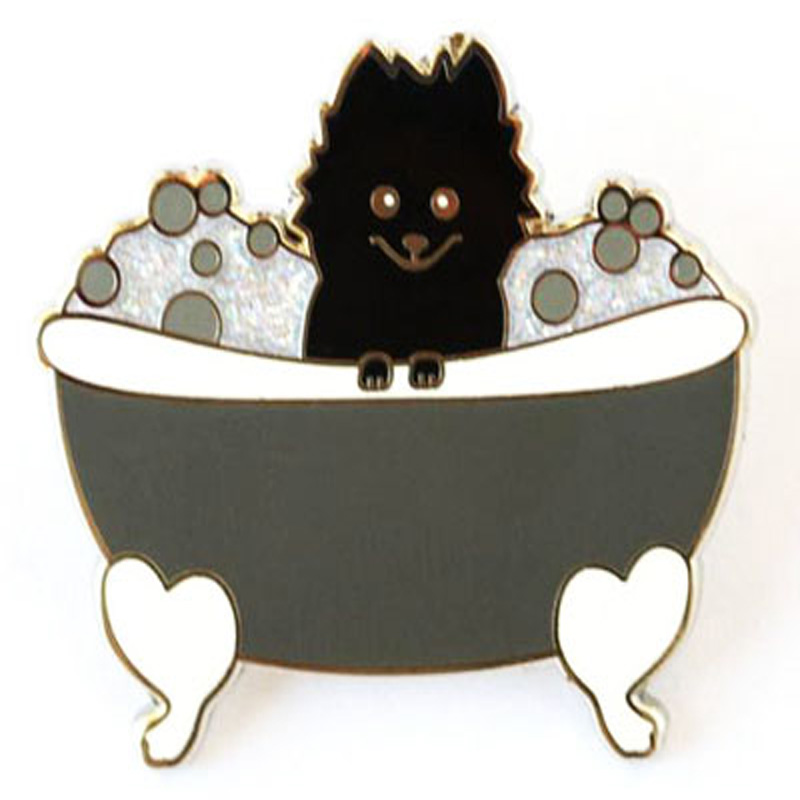 Custom Hard Enamel Metal Logo Glitter Shower Lapel Pins Tag Cute Dog Metal Pins Different Colors Same Mold Pin Badges