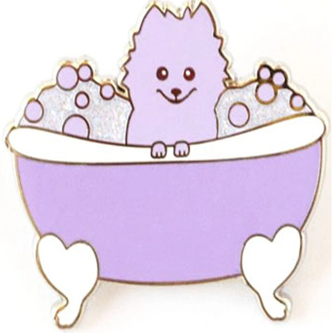 Custom Hard Enamel Metal Logo Glitter Shower Lapel Pins Tag Cute Dog Metal Pins Different Colors Same Mold Pin Badges